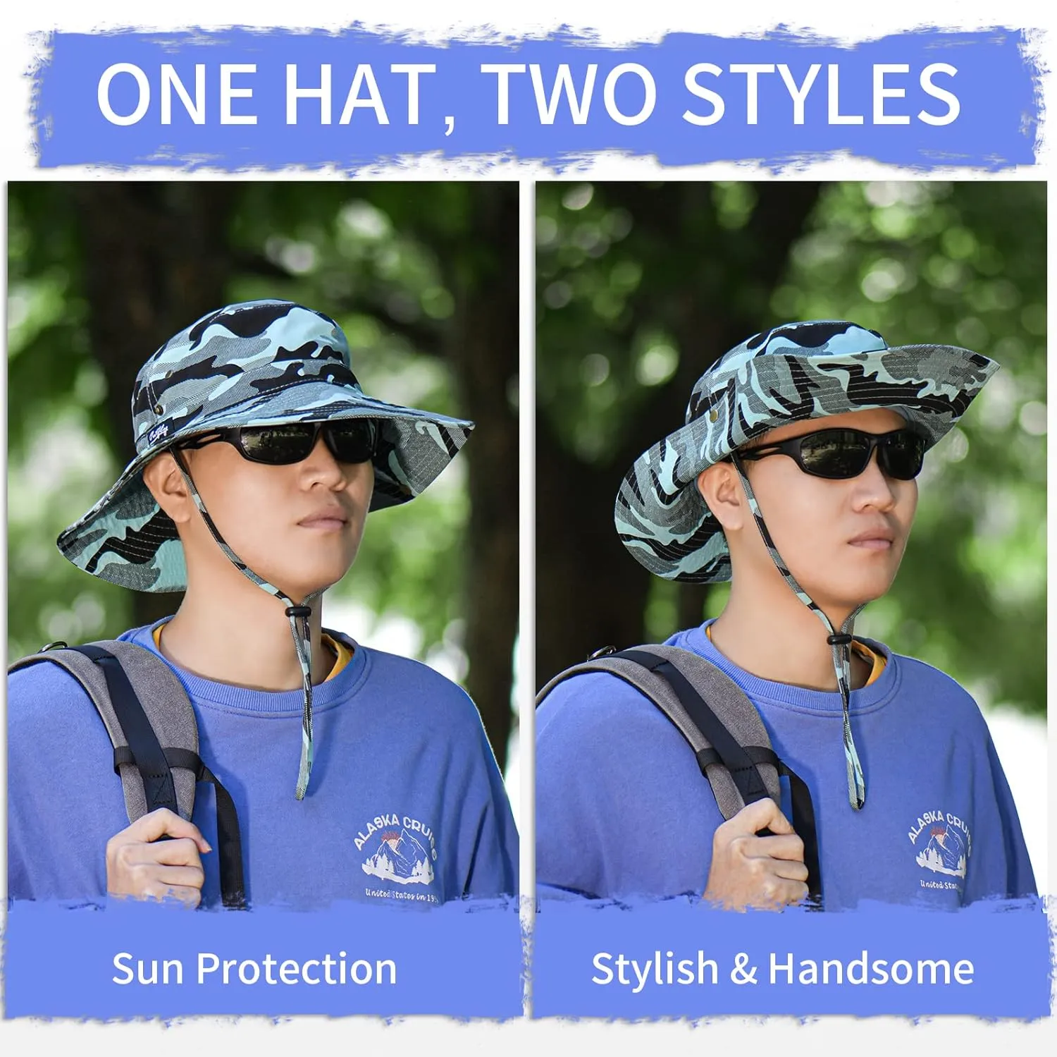 TRUSCEND Fishing Sun Hats for Men, UPF50  Waterproof Wide Brim Hats for Fishing & Hunting with Face Covering & Neck Flap