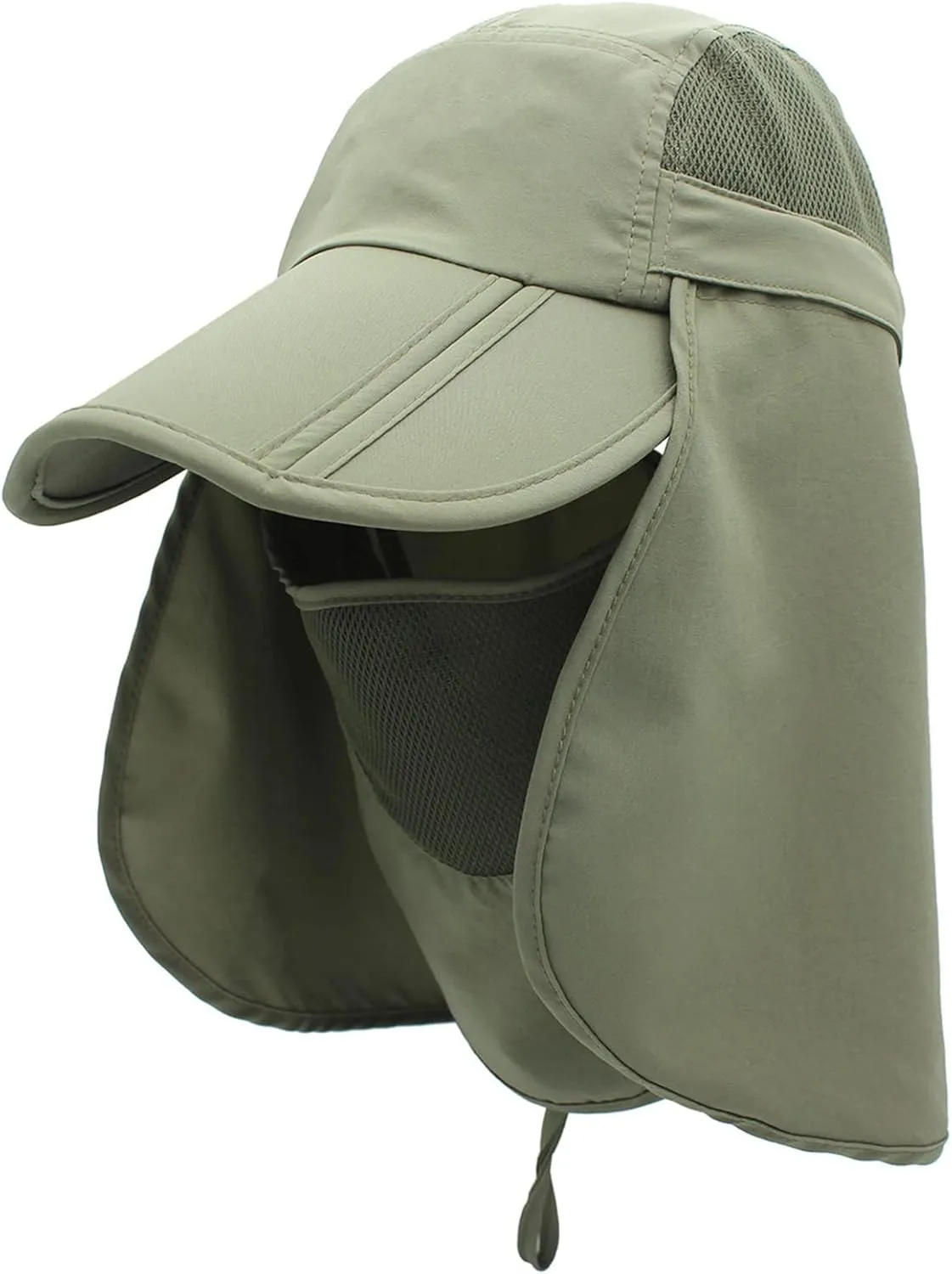 TRUSCEND Fishing Sun Hats for Men, UPF50  Waterproof Wide Brim Hats for Fishing & Hunting with Face Covering & Neck Flap