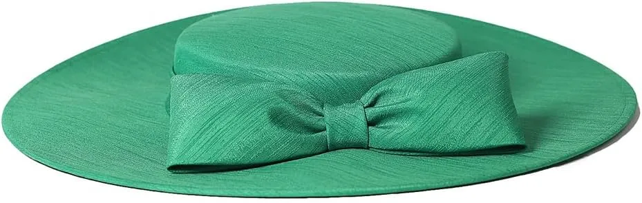 Wide Brim Hats for Women Big Bowknot Formal Occasion Kentucky Cap Lady Wedding Cocktail Party Flat Top Fedoras
