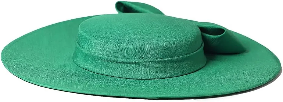 Wide Brim Hats for Women Big Bowknot Formal Occasion Kentucky Cap Lady Wedding Cocktail Party Flat Top Fedoras