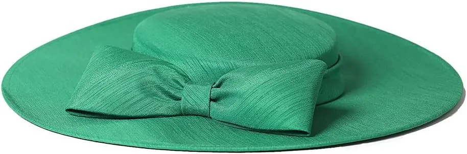 Wide Brim Hats for Women Big Bowknot Formal Occasion Kentucky Cap Lady Wedding Cocktail Party Flat Top Fedoras