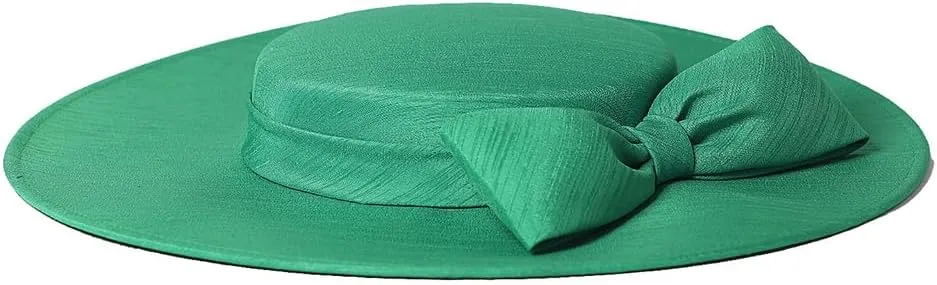 Wide Brim Hats for Women Big Bowknot Formal Occasion Kentucky Cap Lady Wedding Cocktail Party Flat Top Fedoras