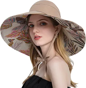 Wide Brim Hats for Women, Double-Sided Foldable Beach Hat Cotton Sun Hats Bucket Hat Summer UV Protection Fishing Cap
