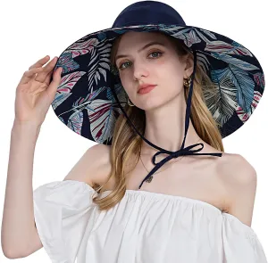 Wide Brim Hats for Women, Double-Sided Foldable Beach Hat Cotton Sun Hats Bucket Hat Summer UV Protection Fishing Cap