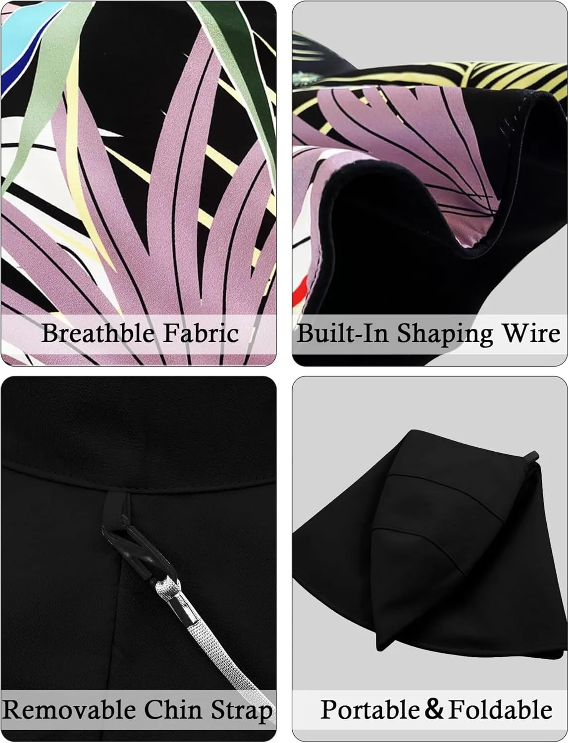 Wide Brim Hats for Women, Double-Sided Foldable Beach Hat Cotton Sun Hats Bucket Hat Summer UV Protection Fishing Cap