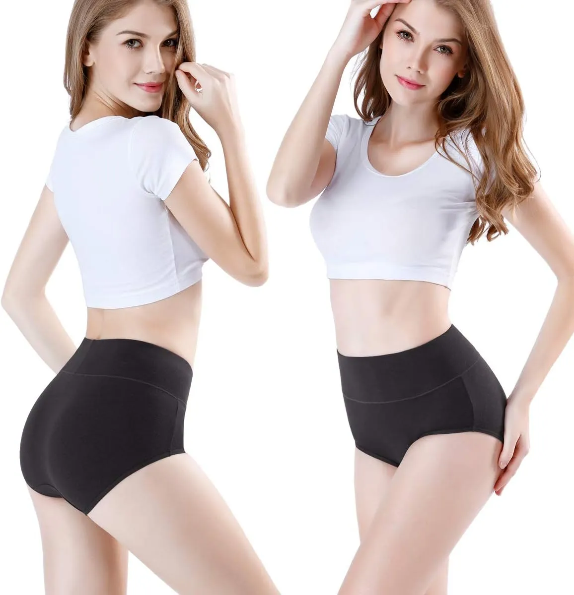 wirarpa Women's Modal Underwear Soft High Waist Briefs Ladies Panties 4 Pack (Regular & Plus Size)