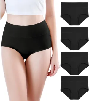 wirarpa Women's Modal Underwear Soft High Waist Briefs Ladies Panties 4 Pack (Regular & Plus Size)