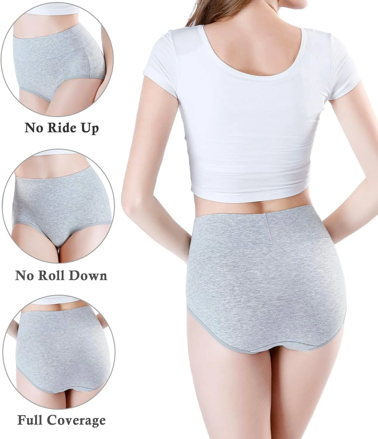 wirarpa Women's Modal Underwear Soft High Waist Briefs Ladies Panties 4 Pack (Regular & Plus Size)
