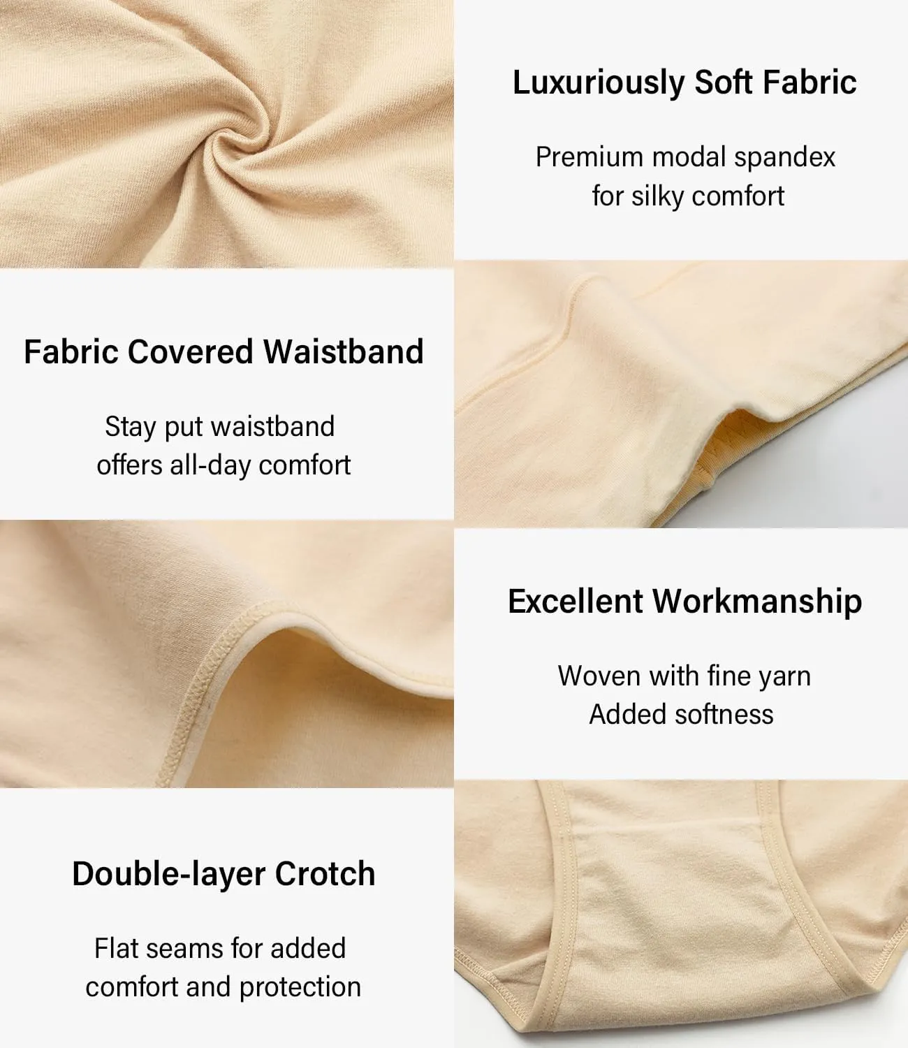 wirarpa Women's Modal Underwear Soft High Waist Briefs Ladies Panties 4 Pack (Regular & Plus Size)