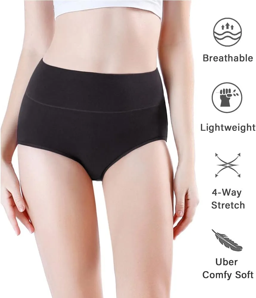 wirarpa Women's Modal Underwear Soft High Waist Briefs Ladies Panties 4 Pack (Regular & Plus Size)