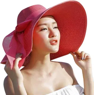 Women Big Brim Straw Hat Sun Floppy Wide Brim Hats New Bowknot Breathable Vintage Fashion Folding Beach caps Gym Clothing