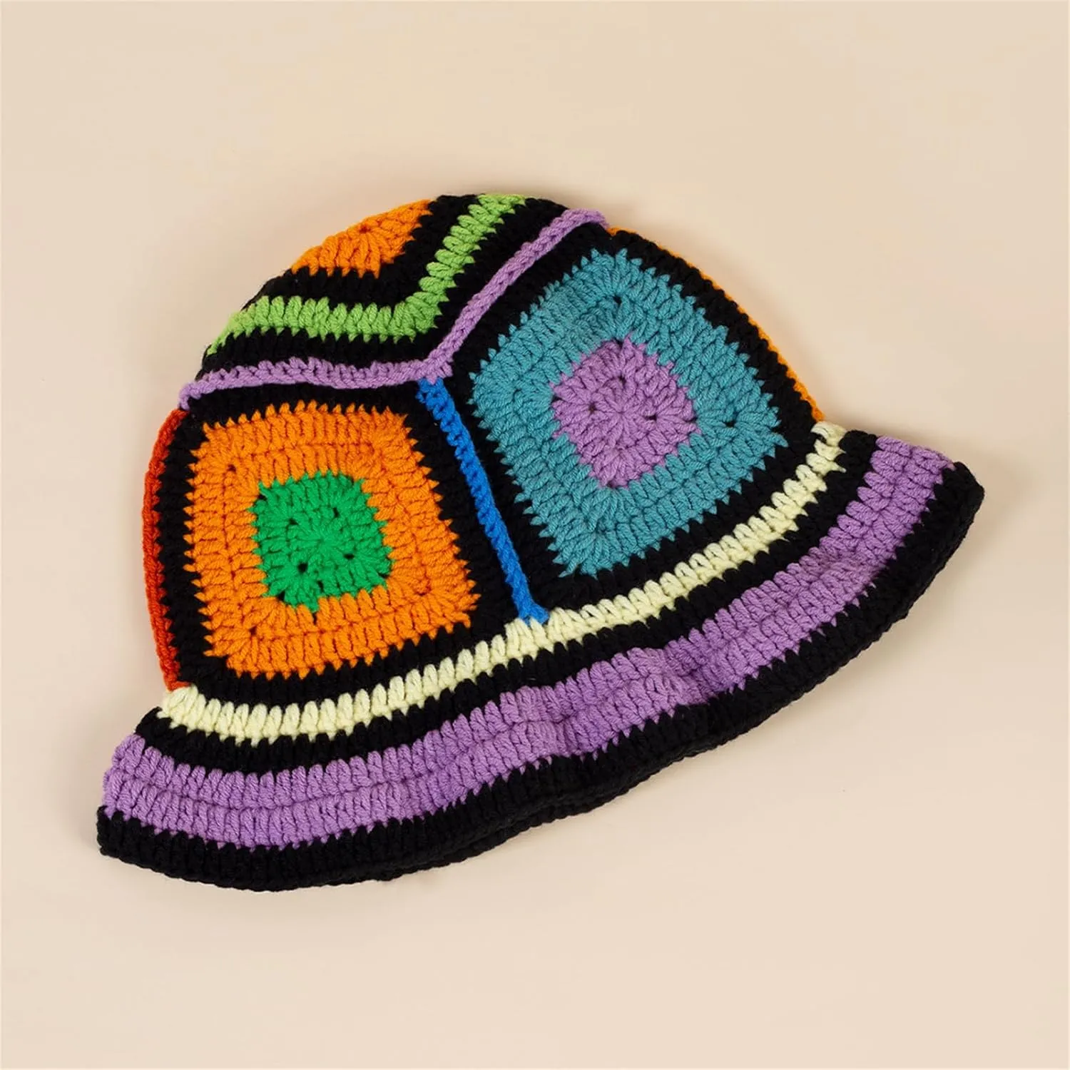 Women Crochet Bucket Hat Cute Flower Pattern Knitted Fisherman Hat Summer Trendy Outdoor Wide Brim Sun Cap