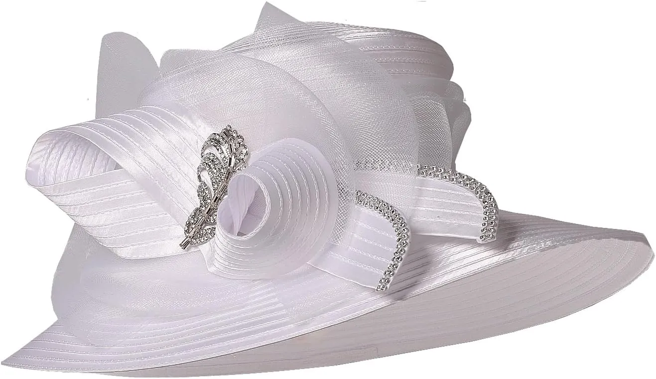 Women Derby Church Dress Fascinator Wide Brim Hats 1920s Vintage Tea Party Wedding Cloche Bowler Hats