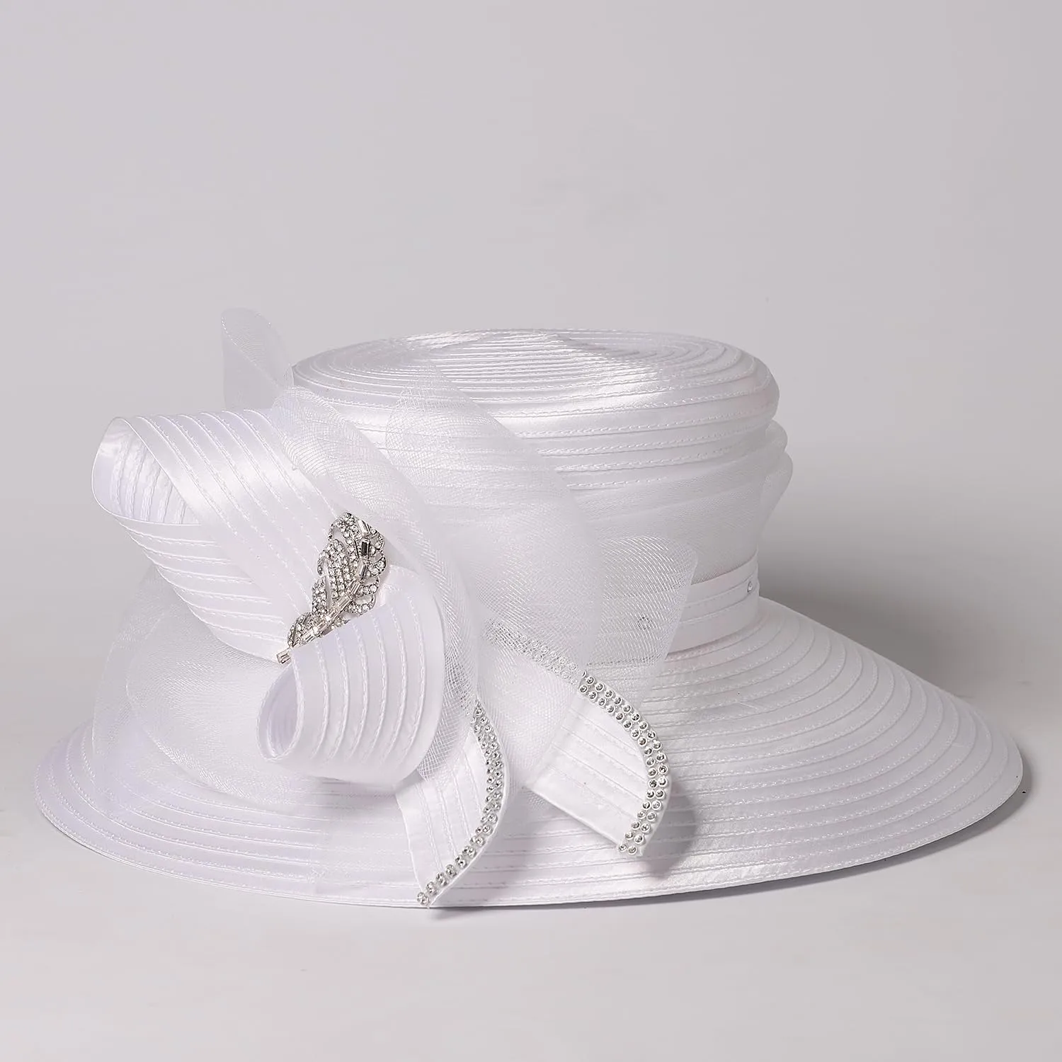 Women Derby Church Dress Fascinator Wide Brim Hats 1920s Vintage Tea Party Wedding Cloche Bowler Hats