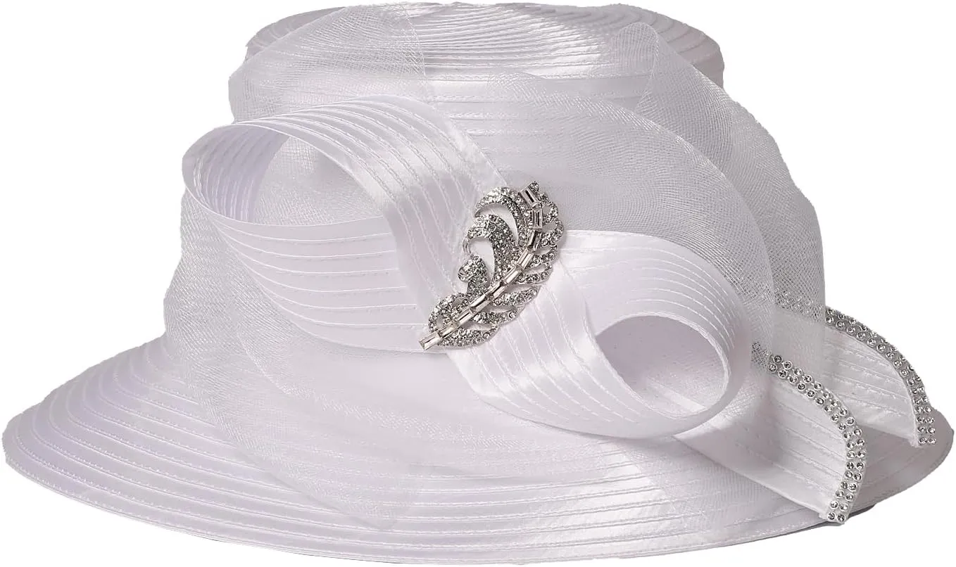 Women Derby Church Dress Fascinator Wide Brim Hats 1920s Vintage Tea Party Wedding Cloche Bowler Hats