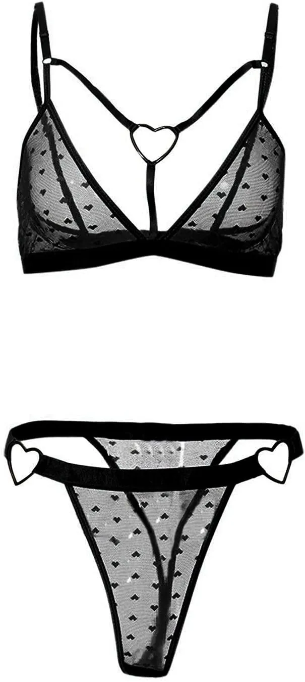 Women Lingerie Set Lace Bralette and Panty Set Strappy Lace Lingerie Babydoll Underwear Pajama Sets