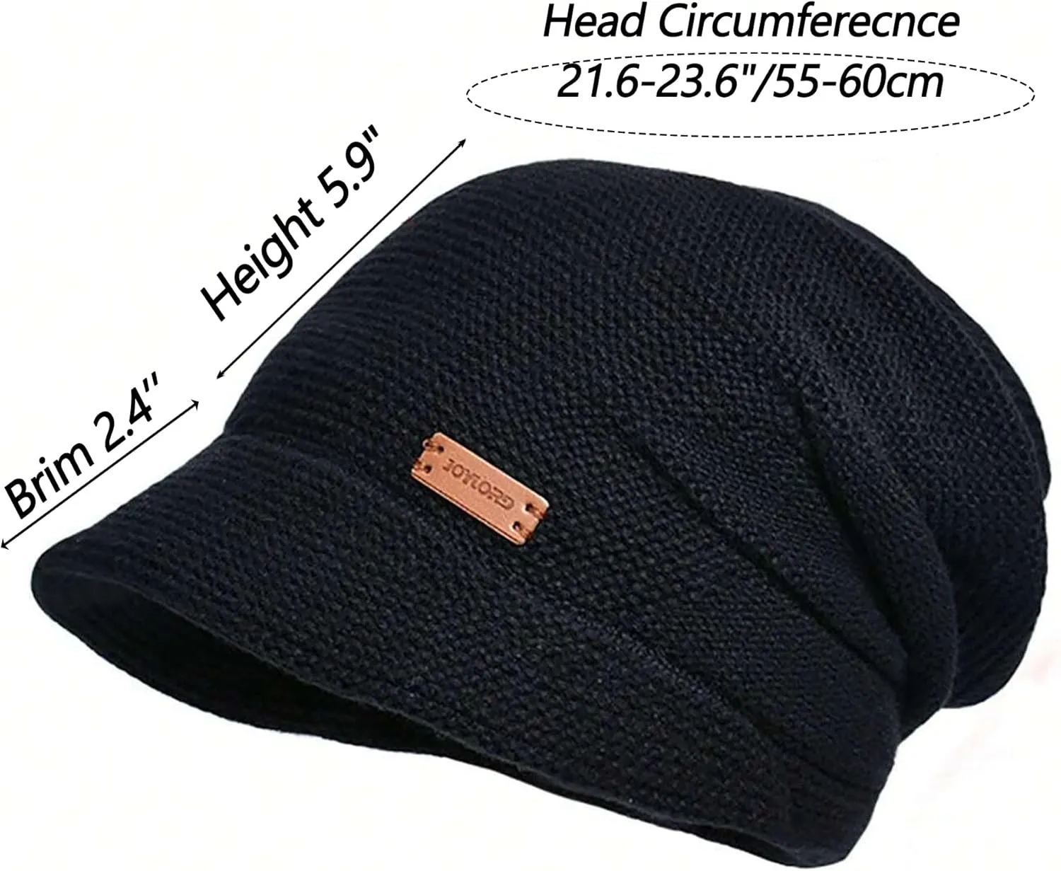 Women Warm Slouchy Knit-Beanie Hat - Visor Knit Beanie Cap Unisex Winter Hat