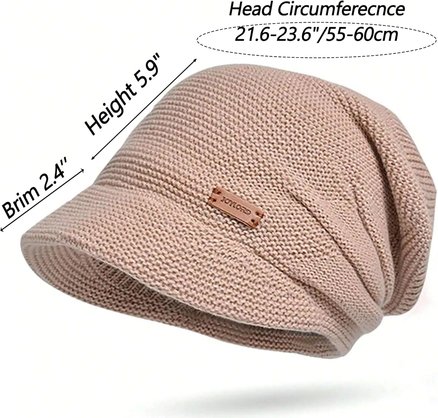 Women Warm Slouchy Knit-Beanie Hat - Visor Knit Beanie Cap Unisex Winter Hat