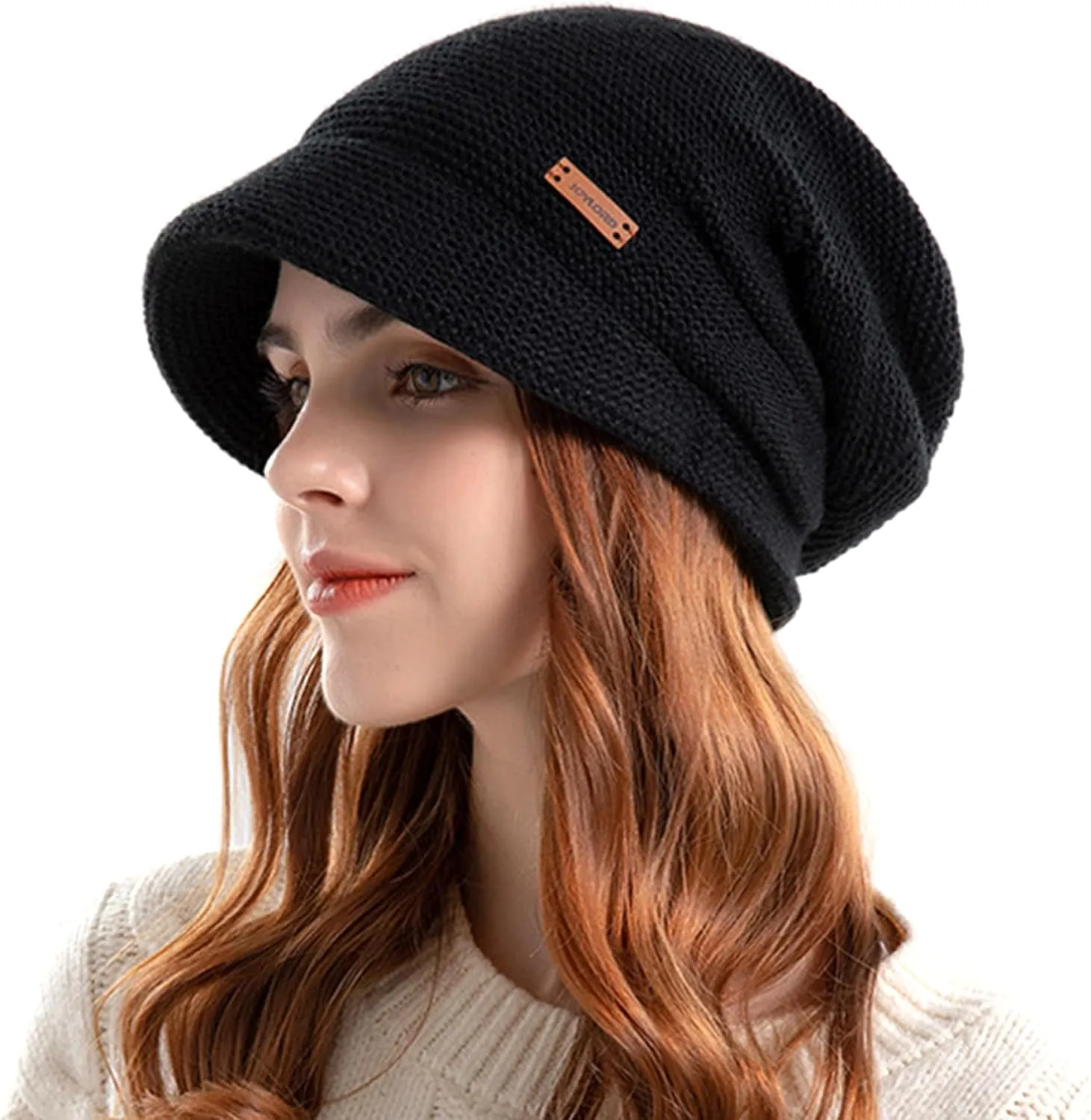 Women Warm Slouchy Knit-Beanie Hat - Visor Knit Beanie Cap Unisex Winter Hat