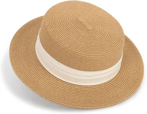 Womens Beach-Sun-Straw-Hat - Travel Wide Brim Fedora Straw Beach Hat Panama Summer Hat