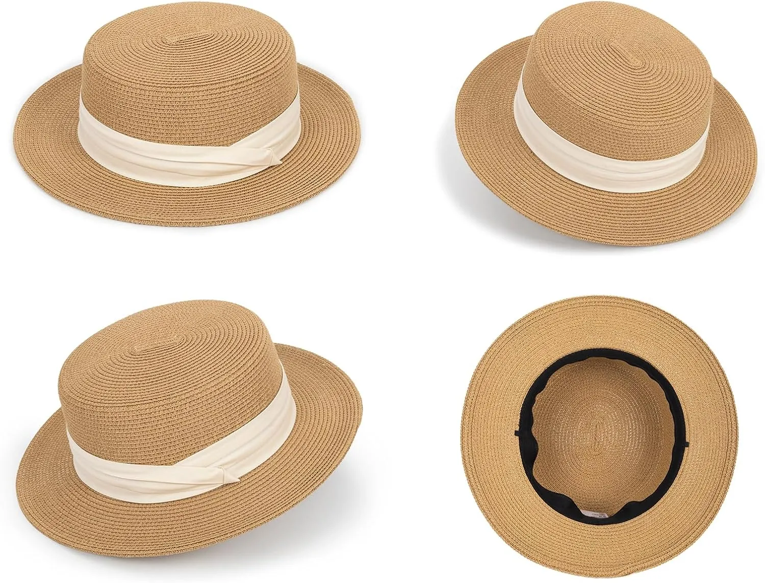 Womens Beach-Sun-Straw-Hat - Travel Wide Brim Fedora Straw Beach Hat Panama Summer Hat