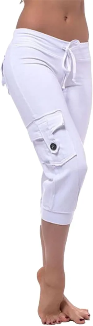 Womens Cargo Yoga Pants Casual Lightweight Drawstring Elastic Waist Pants Capris Stretch Athletic Travel Trouser