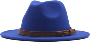 Womens Classic Wide Floppy Panama Hat Belt Buckle Wool Fedora Hat Wide Brim Packable Beach Sun Hat Wide Brim Hats