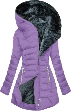 Women's Down Jackets Thicken Fleece Lined Parkas Winter Coat Hooded Versatile Fashion Trendy Outerwear with Pockets