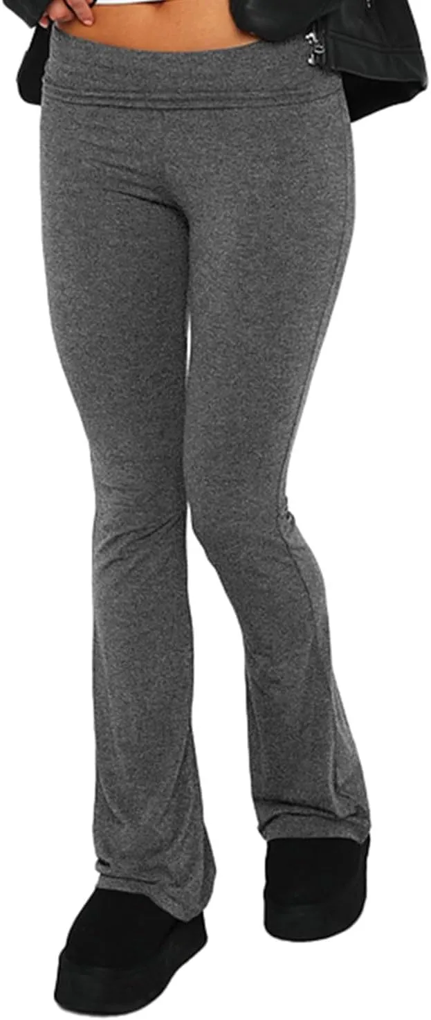 Women's Fold Over Leggings Stretch Flare Leggings Bell Bottom Slim Fit Yoga Fold Pants Joggers