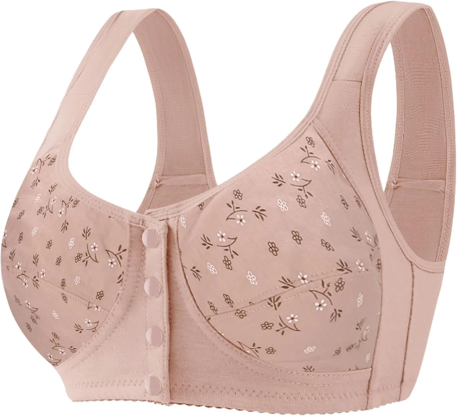 Women's Front Closure Bra for Women, No Underwire Front Closure Comfort Senior Wireless Snap Closing Bra