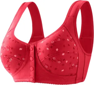 Women's Front Closure Bra for Women, No Underwire Front Closure Comfort Senior Wireless Snap Closing Bra