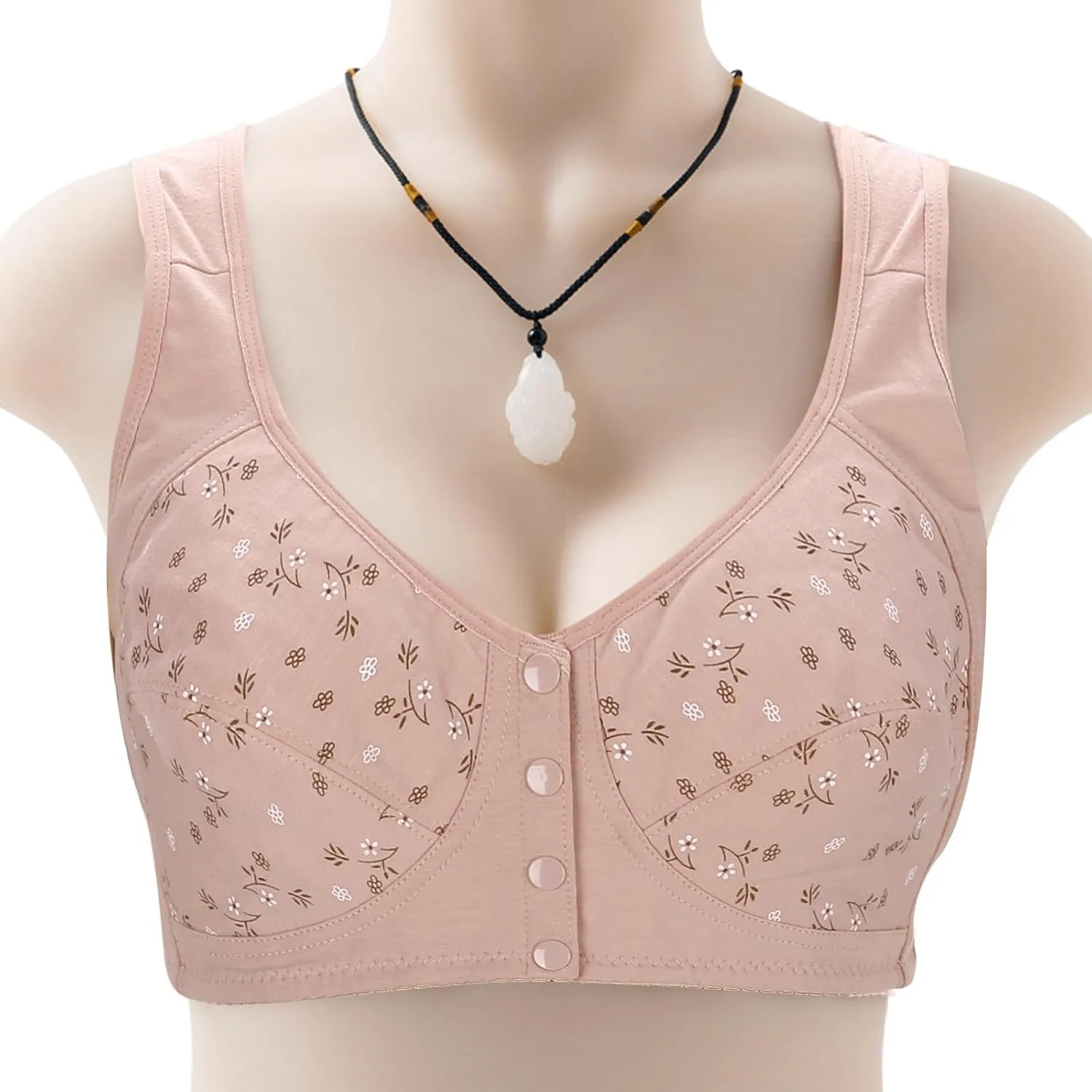 Women's Front Closure Bra for Women, No Underwire Front Closure Comfort Senior Wireless Snap Closing Bra