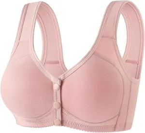 Women's Front Closure Bra Underwire Unlined T-Back Plus Size Lacy Unpadded Full Coverage Racerback T-Shirt Bras