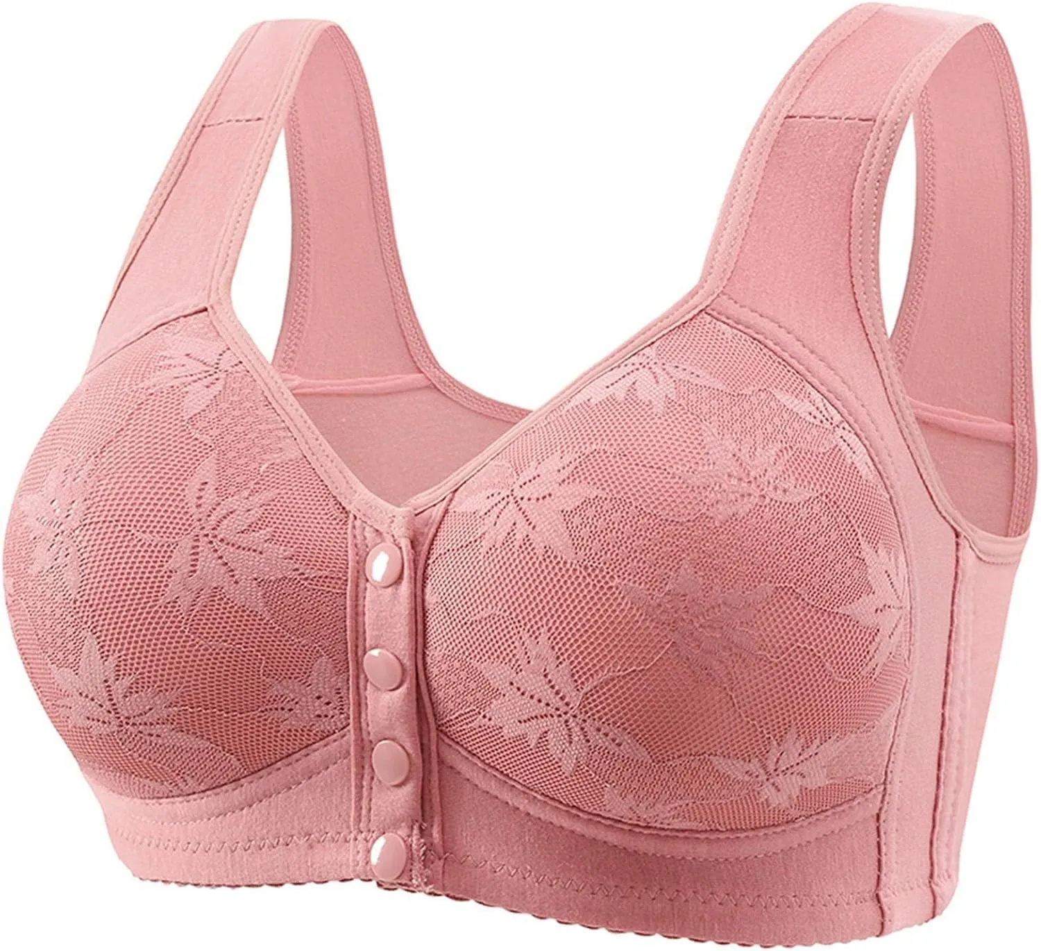Women's Front Closure Bra Underwire Unlined T-Back Plus Size Lacy Unpadded Full Coverage Racerback T-Shirt Bras