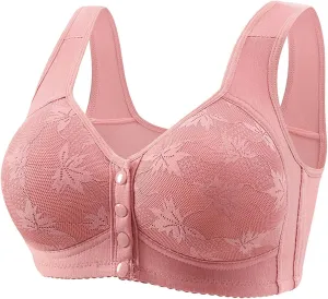 Women's Front Closure Bra Underwire Unlined T-Back Plus Size Lacy Unpadded Full Coverage Racerback T-Shirt Bras