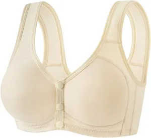 Women's Front Closure Bra Underwire Unlined T-Back Plus Size Lacy Unpadded Full Coverage Racerback T-Shirt Bras