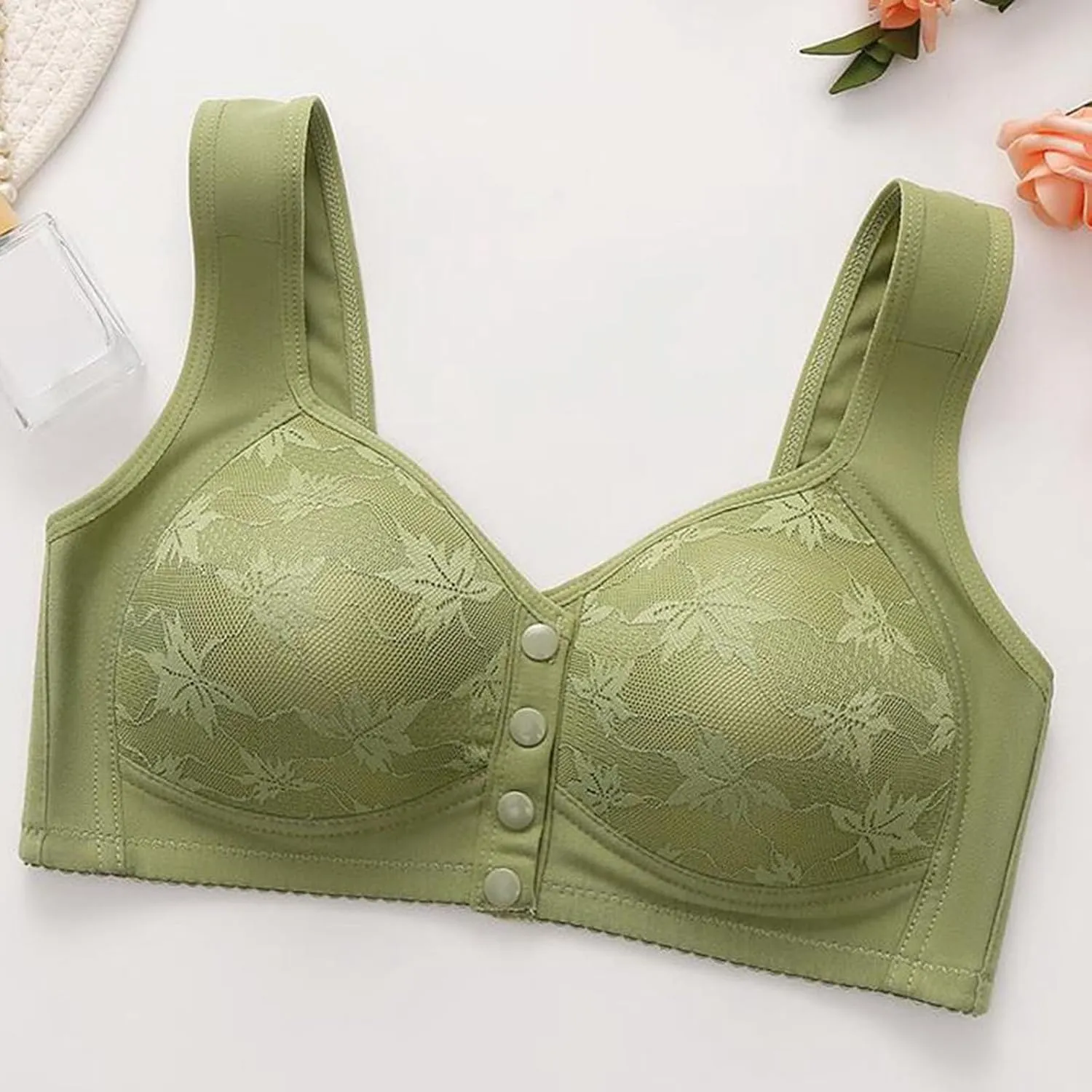 Women's Front Closure Bra Underwire Unlined T-Back Plus Size Lacy Unpadded Full Coverage Racerback T-Shirt Bras