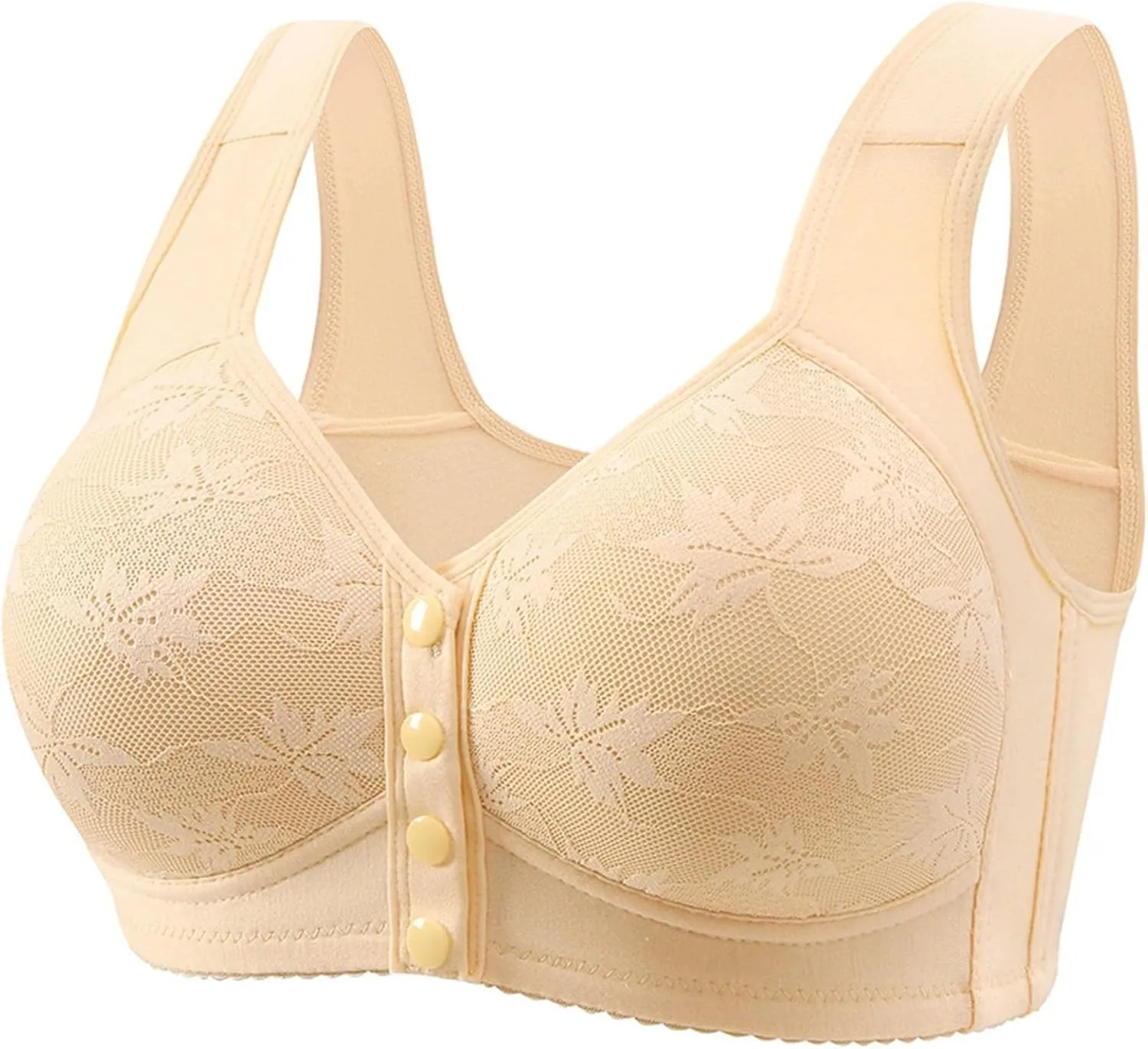 Women's Front Closure Bra Underwire Unlined T-Back Plus Size Lacy Unpadded Full Coverage Racerback T-Shirt Bras