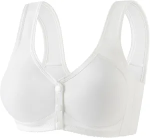 Women's Front Closure Bra Underwire Unlined T-Back Plus Size Lacy Unpadded Full Coverage Racerback T-Shirt Bras
