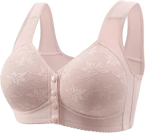 Women's Front Closure Bra Underwire Unlined T-Back Plus Size Lacy Unpadded Full Coverage Racerback T-Shirt Bras