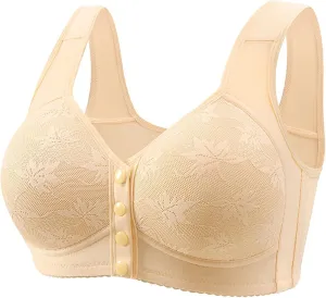 Women's Front Closure Bra Underwire Unlined T-Back Plus Size Lacy Unpadded Full Coverage Racerback T-Shirt Bras
