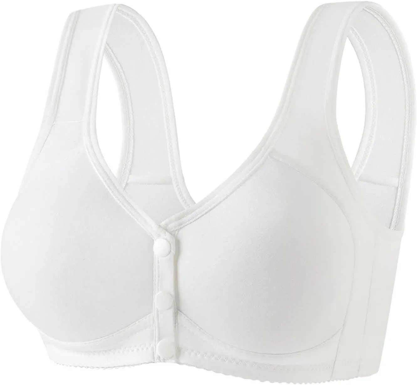 Women's Front Closure Bra Underwire Unlined T-Back Plus Size Lacy Unpadded Full Coverage Racerback T-Shirt Bras