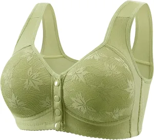 Women's Front Closure Bra Underwire Unlined T-Back Plus Size Lacy Unpadded Full Coverage Racerback T-Shirt Bras