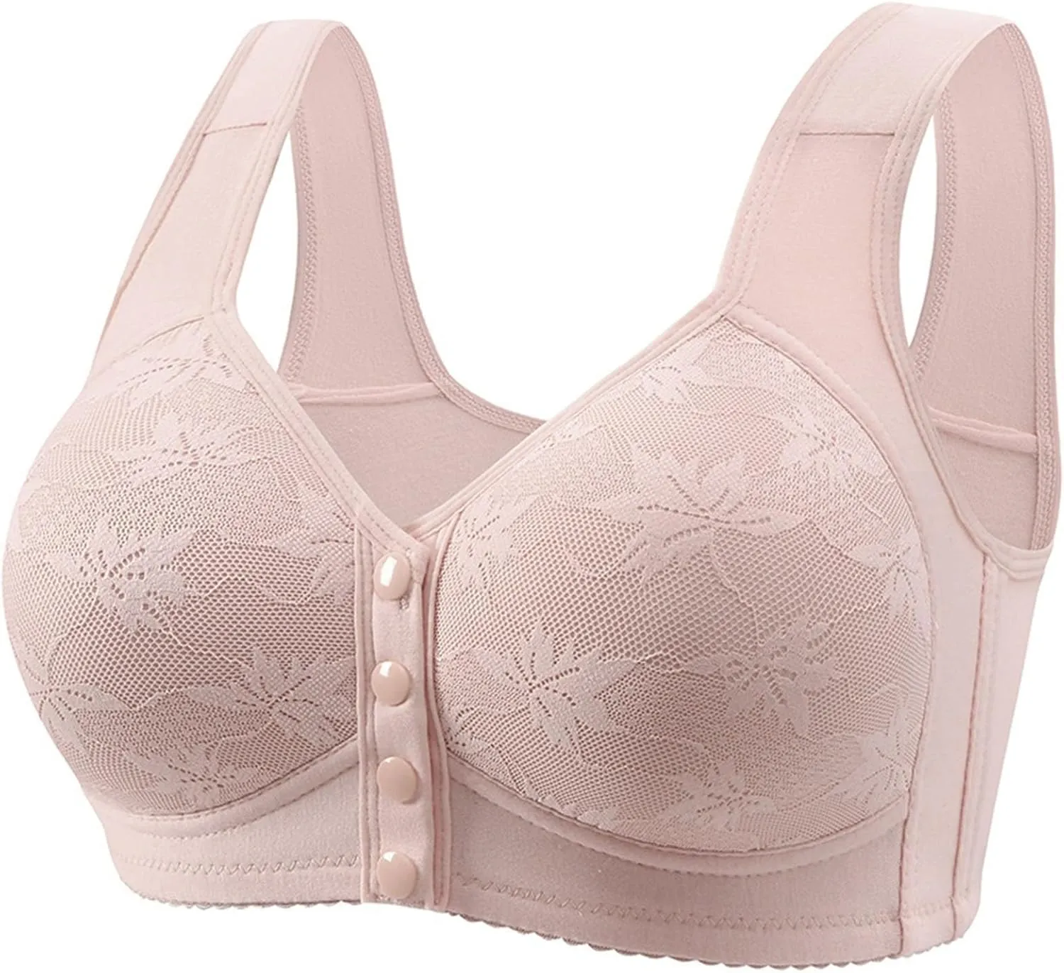 Women's Front Closure Bra Underwire Unlined T-Back Plus Size Lacy Unpadded Full Coverage Racerback T-Shirt Bras