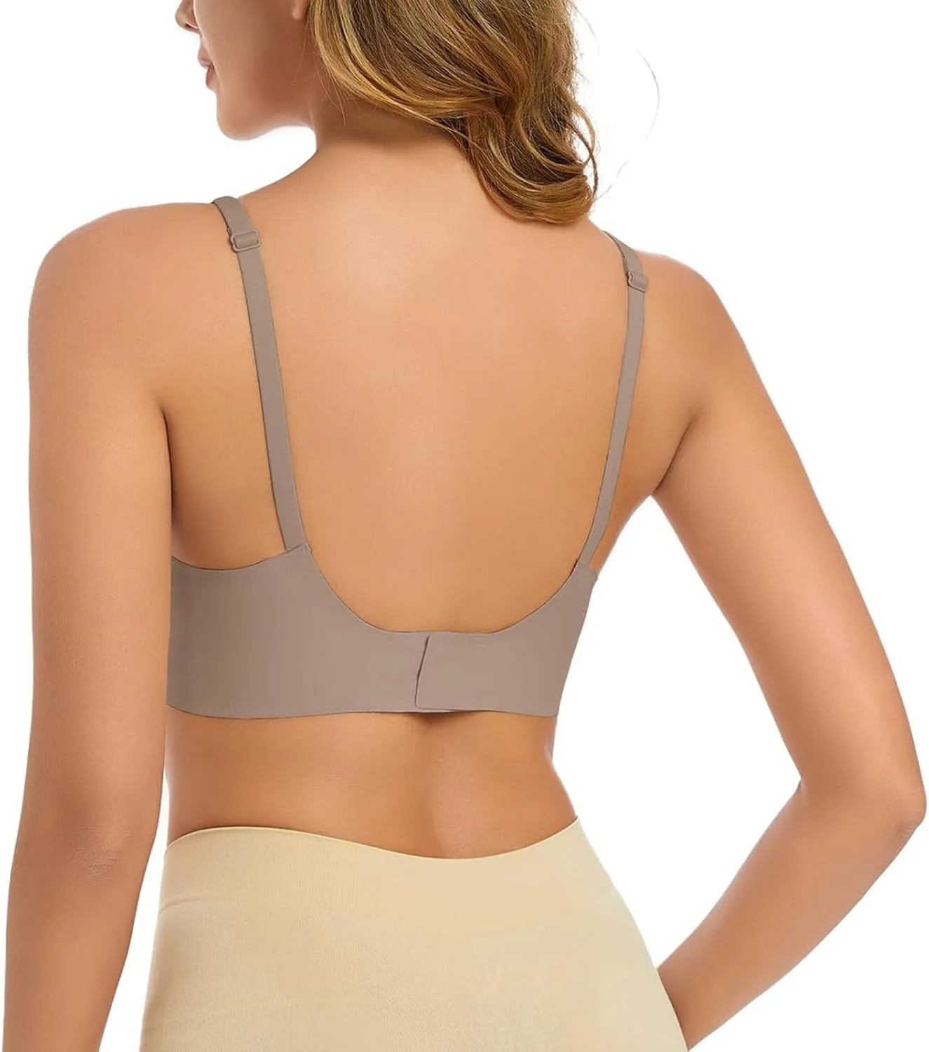 Women's Seamless Plunge Bra Deep V-Neck Wireless Comfort Bra Unlined Triangle Sporty Bras Bralettes for Ladies