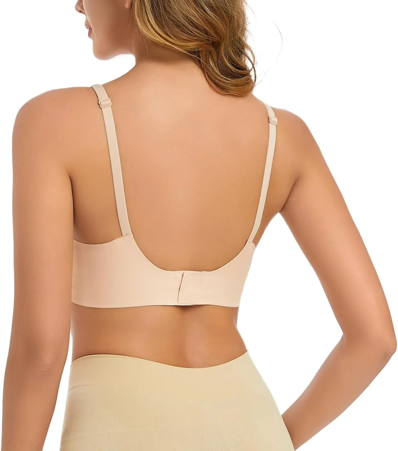 Women's Seamless Plunge Bra Deep V-Neck Wireless Comfort Bra Unlined Triangle Sporty Bras Bralettes for Ladies