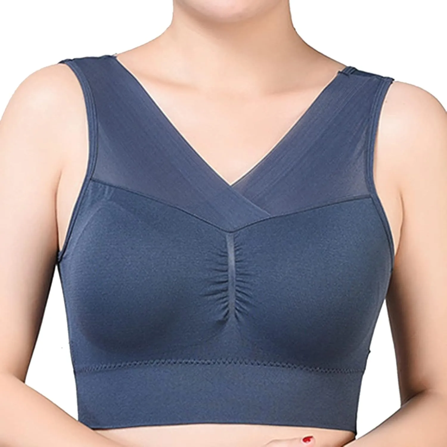 Womens Seamless Workout Yoga Bra Wireless Padded Bralette V-Neck Tank Top Sexy Crisscross Back Bras