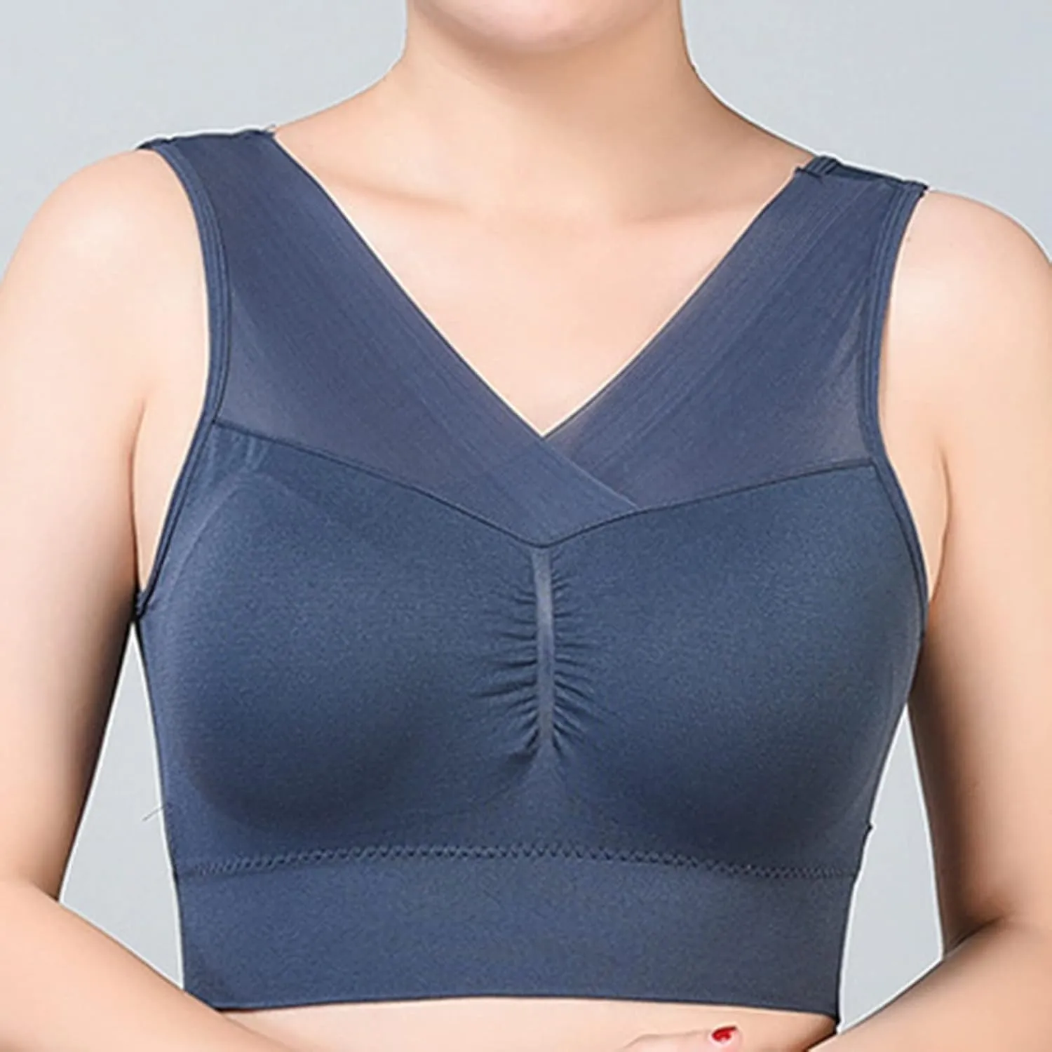 Womens Seamless Workout Yoga Bra Wireless Padded Bralette V-Neck Tank Top Sexy Crisscross Back Bras