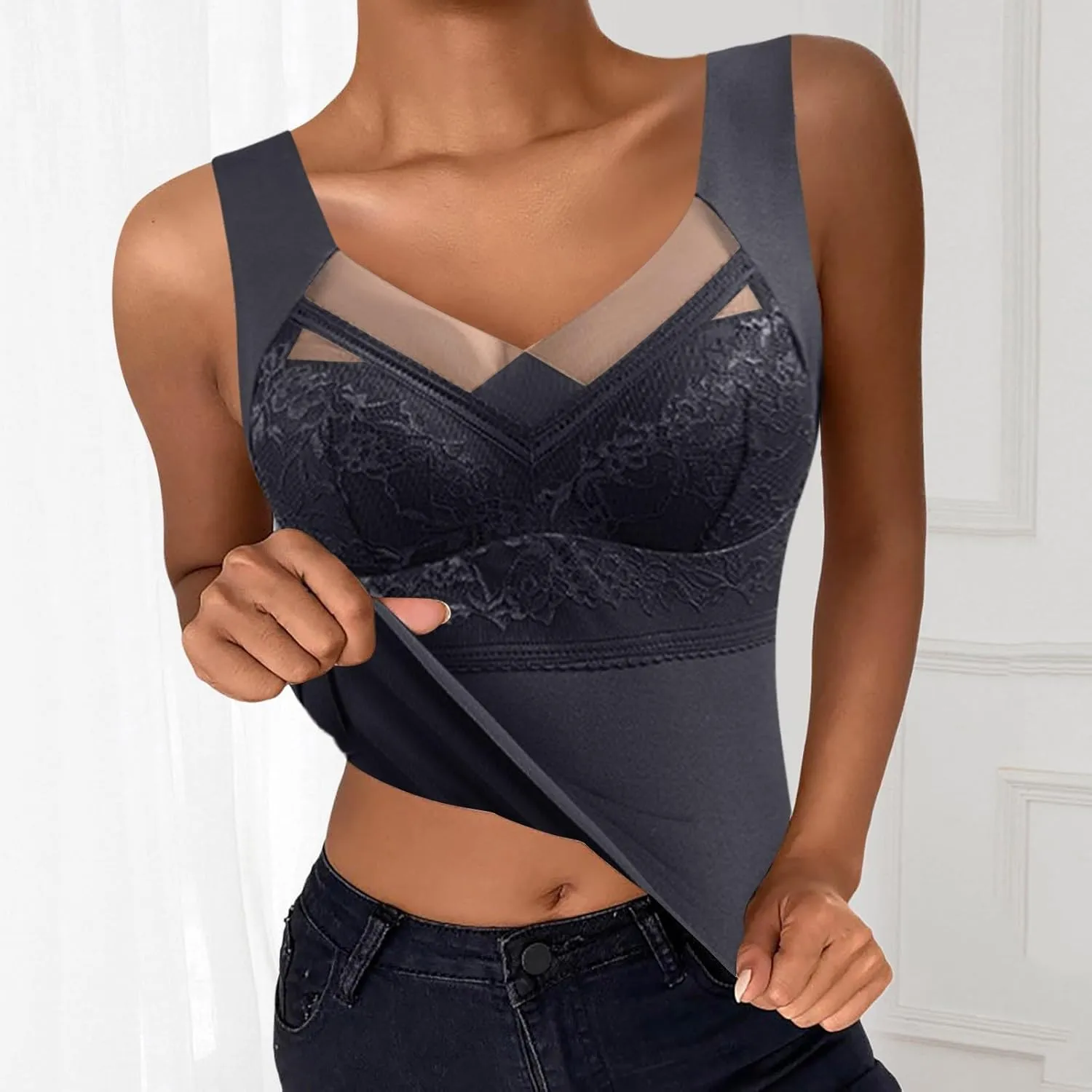 Women's Shapewear Tank Tops Padded Bra Shapewear V-Neck Cami Shaper Tummy Control Shapewear Camisole