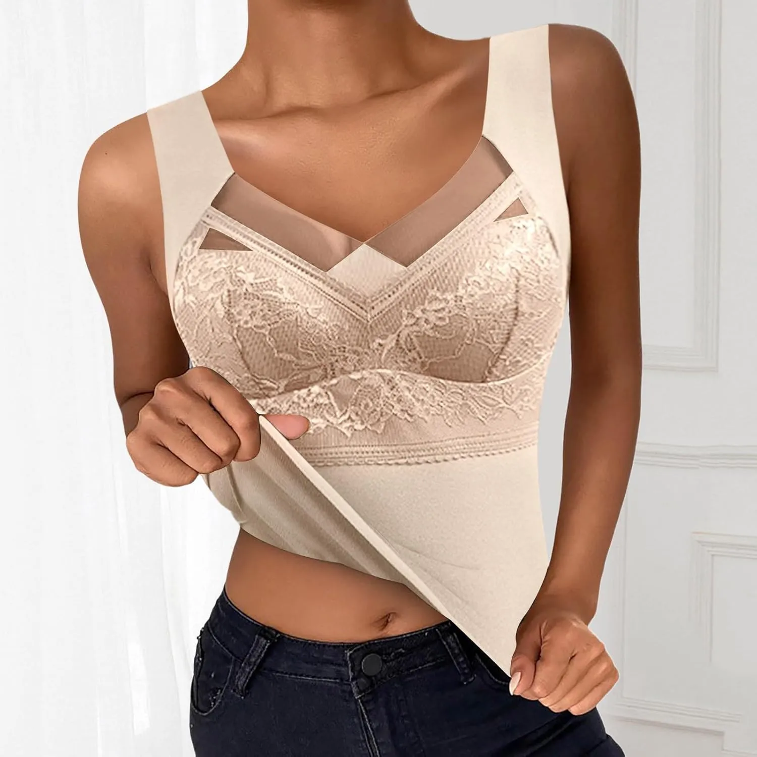 Women's Shapewear Tank Tops Padded Bra Shapewear V-Neck Cami Shaper Tummy Control Shapewear Camisole